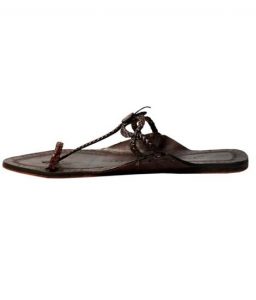 Dark Brown Two Cross Braided Ladies Chappal