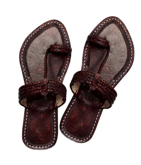 Three Braided Dark Brown Ladies Chappal