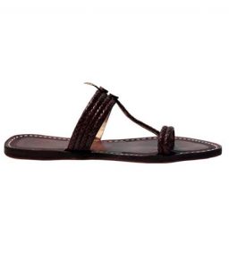 Three Braided Dark Brown Ladies Chappal