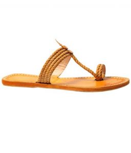 Three Braided Light Yellow Attractive Ladies Chappal