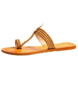 Three Braided Light Yellow Attractive Ladies Chappal