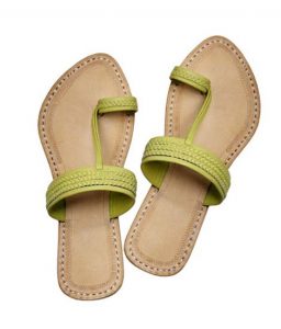 Bamboo Color Three Braided Awesome Looking Kolhapuri Chappal
