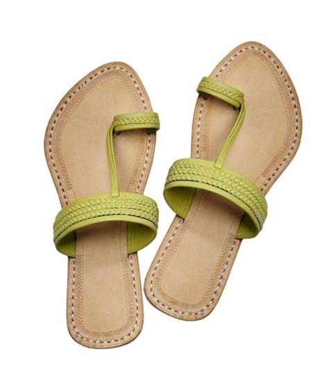 Bamboo Color Three Braided Awesome Looking Kolhapuri Chappal