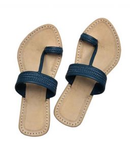 Dull Blue Three Braided Awesome Looking Kolhapuri Chappal