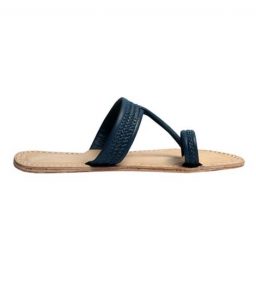 Dull Blue Three Braided Awesome Looking Kolhapuri Chappal