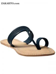Dull Blue Three Braided Awesome Looking Kolhapuri Chappal