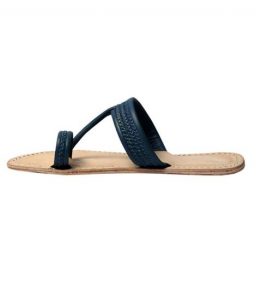 Dull Blue Three Braided Awesome Looking Kolhapuri Chappal