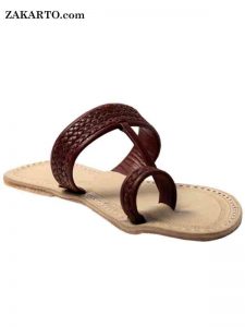 Dark Brown Three Braided Awesome Looking Kolhapuri Chappal