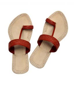 Radish Brown Three Braided Awesome Looking Kolhapuri Chappal