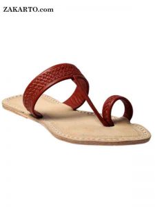 Radish Brown Three Braided Awesome Looking Kolhapuri Chappal