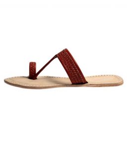 Radish Brown Three Braided Awesome Looking Kolhapuri Chappal