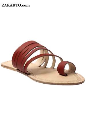 Designers Radish Brown Six Laces Kolhapuri Chappal For Ladies