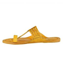 Four Braided Light Yellow Awesome Looking Kolhapuri Chappal For Men