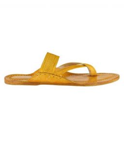 Attractive Cross Belt, Light Yellow Kolhapuri Leather Sandal For Men