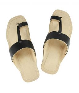 Black Belt Leather Sandal For Men