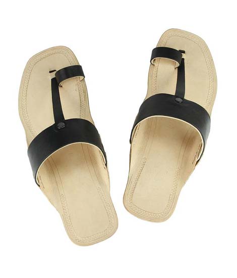 Black Belt Leather Sandal For Men