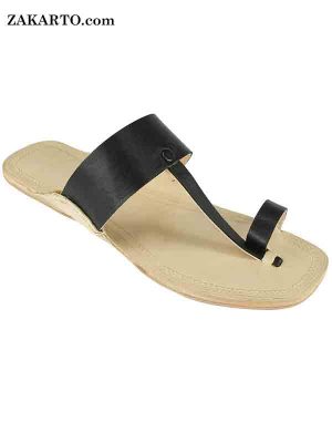 Black Belt Leather Sandal For Men