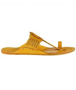 Light Yellow Awesome Looking Kolhapuri Leather Sandal For Men