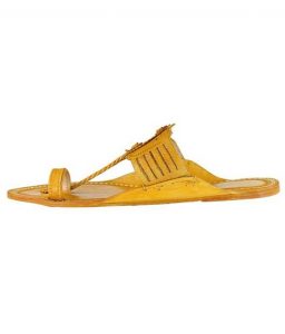 Light Yellow Awesome Looking Kolhapuri Leather Sandal For Men