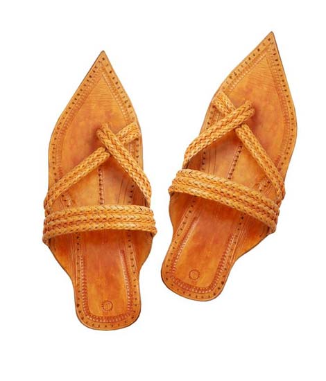 Maharaja Look Braided Cross Style Kolhapuri Chappal For Men