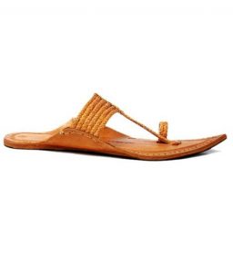 Light Yellow Maharaja Style Six Braided Kolhapuri Chappal For Men