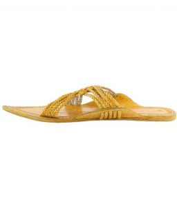 Light Yellow Maharaja Style Five Braided Cross Design Kolhapuri Chappal For Men