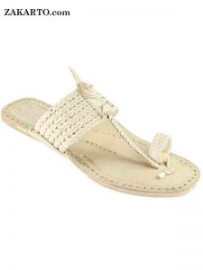 Typical Six Braided, Natural Color Kolhapuri Men Chappal