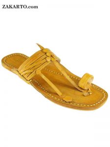 Kurundwadi Design Light Yellow Kolhapuri Chappal