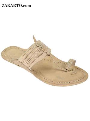 Attractive Natural Color Surksha Patta Kolhapuri Chappal For Men