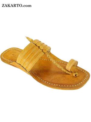 Authentic Yellow Color Kolhapuri Chappal For Men