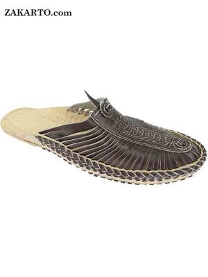 Attractive Brown Color Kolhapuri Half Bantu Leather Shoe For Men