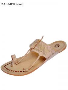 Breathtaking Antique Kapshi Golden Rivets Kolhapuri Chappal For Men