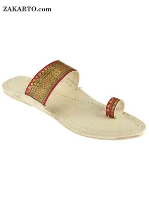 Toe Ring Style, Marron Kolhapuri Ladies Chappal