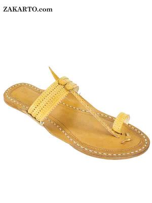 Good Looking Light Yellow Ladies Kolhapuri Chappal