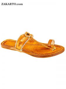 Double Eye, Dark Yelow Handmade Leather Sandal For Women