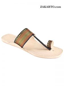 Attractive Black Jari Upper Authentic Kolhapuri Chappal For Women