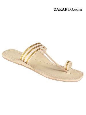 Golden Lace Handcrafted Leather Sandal For Women