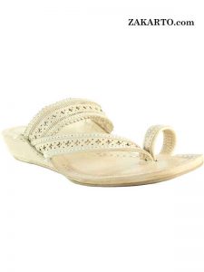 Natural Platform Heel Punching Design Side Lace Kolhapuri Chappal