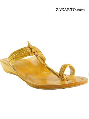 Light Yellow Kurundwadi Kolhapuri Ladies Chappal