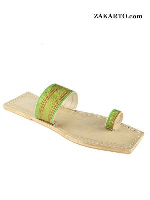 Eye-Catching Green Jari Belt Kolhapuri Chappal For Women