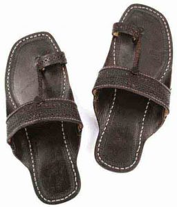 Good Looking Dark Brown Punching Kolhapuri Chappal For Men