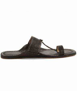 Good Looking Dark Brown Punching Kolhapuri Chappal For Men