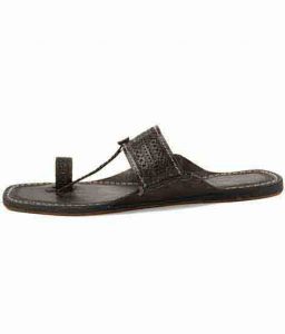 Good Looking Dark Brown Punching Kolhapuri Chappal For Men