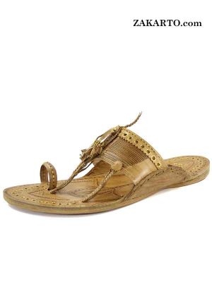 Awesome Golden Rivets Authentic Kolhapuri Chappal For Men