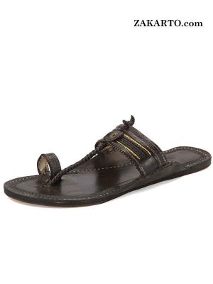 Attractive Pointed Dark Brown Men Kolhapuri Chappal