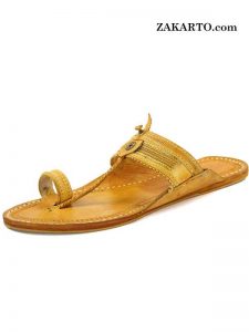 Beautiful Pointed Light Yellow Men Kolhapuri Chappal