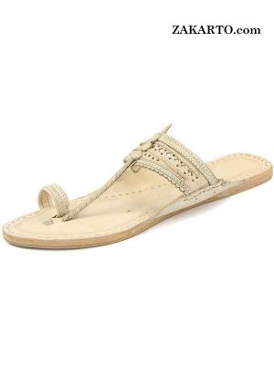 Awesome Natural Pointed Kolhapuri Chappal For Men