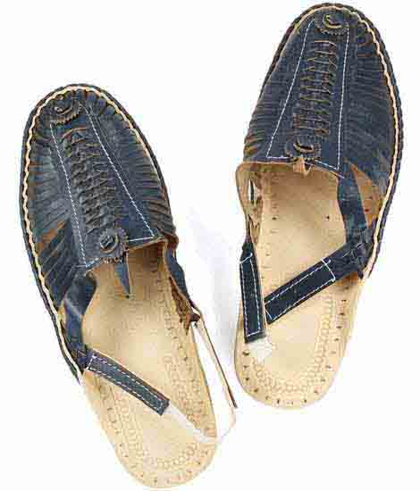 Designer’S Dull Blue Kolhapuri Wedding Shoe For Men