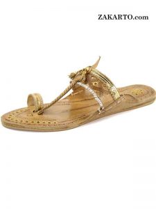 Designer’S Golden Rivets Authentic Ladies Kolhapuri Chappal