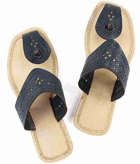 Queenly Look Dull Blue Ladies Kolhapuri Chappal